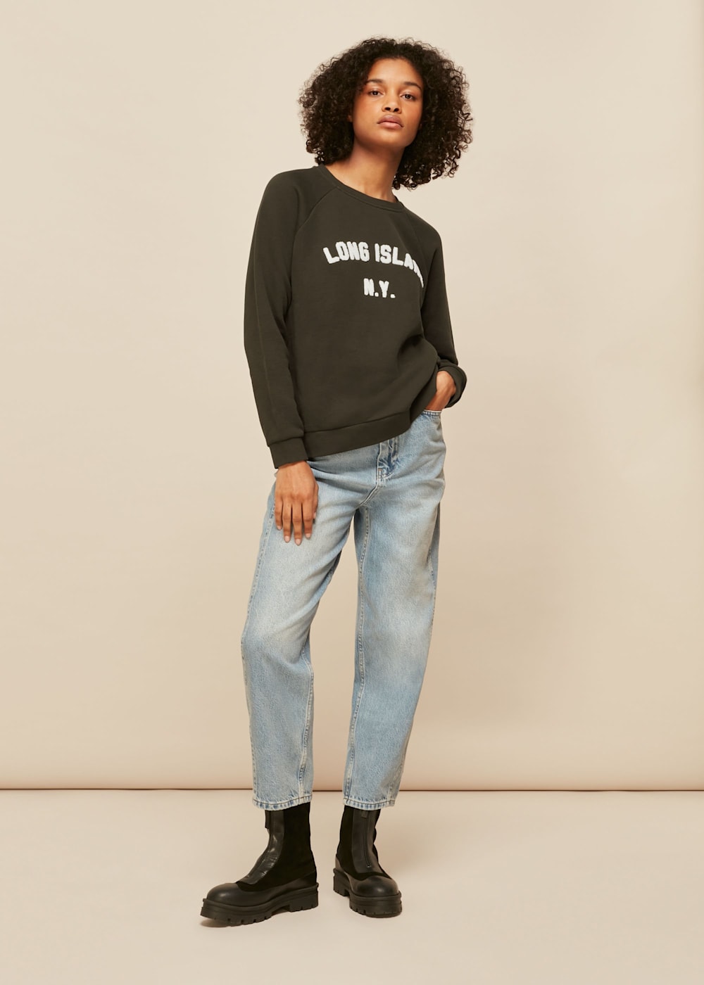 Khaki Long Island Sweatshirt WHISTLES Whistles UK