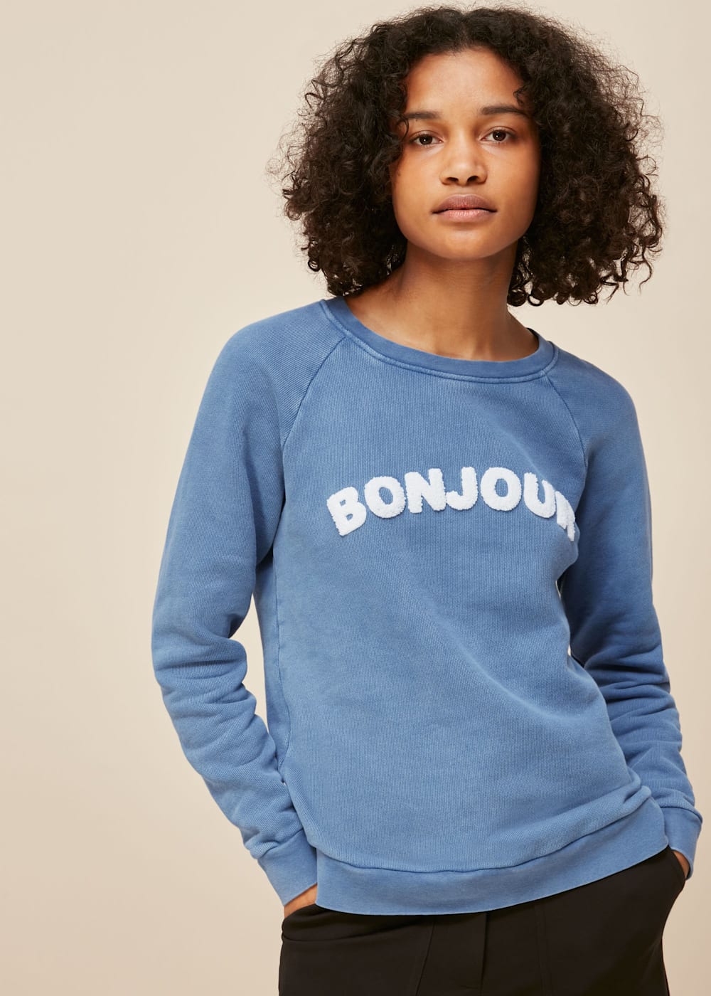 Blue Bonjour Logo Sweatshirt WHISTLES Whistles UK
