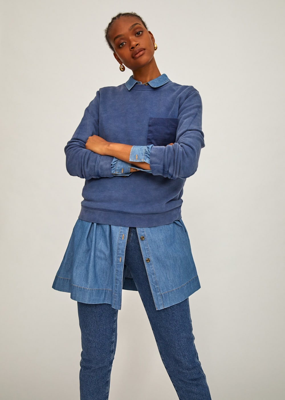 Denim sweatshirt sale