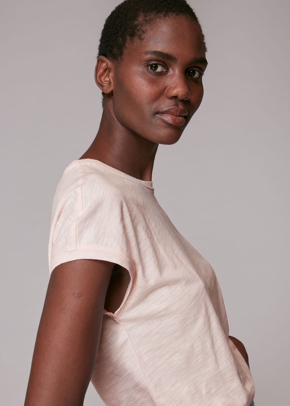 Pale Pink Minimal Cap Sleeve Tee WHISTLES Whistles UK