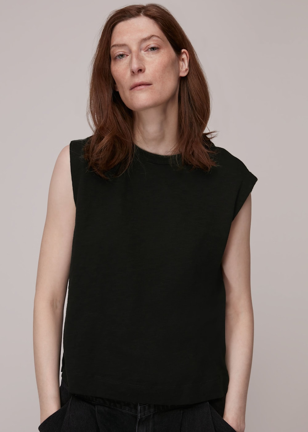 Black Easy Muscle Vest Top WHISTLES Whistles UK