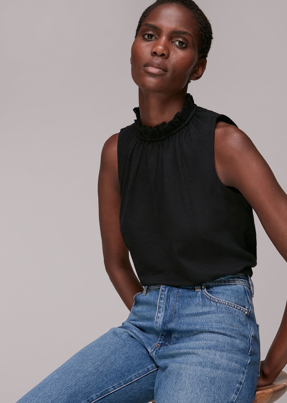 Ruched neck top clearance