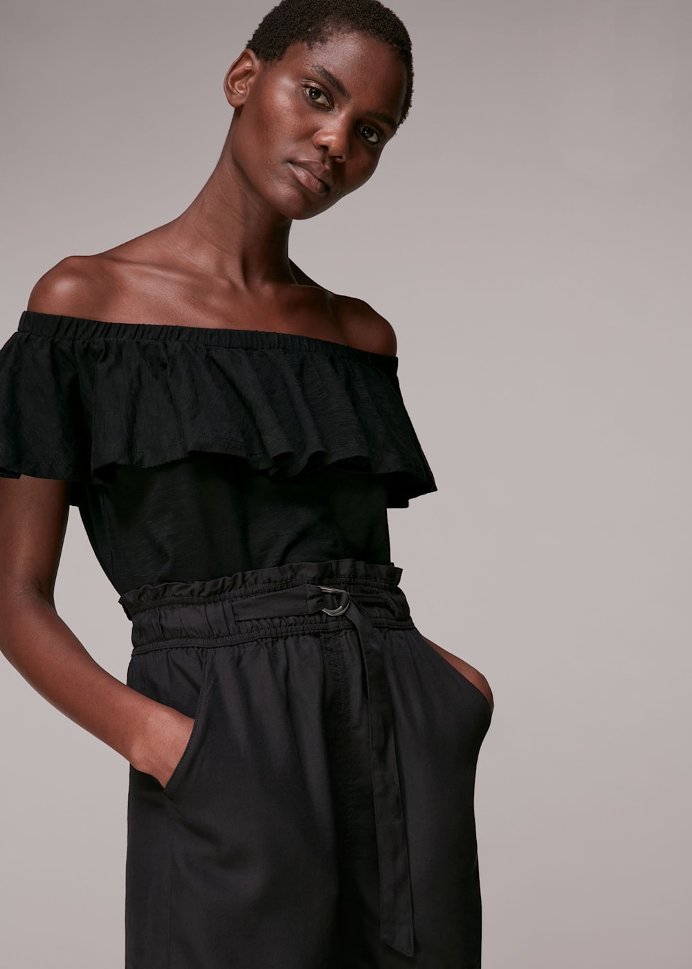 Black bardot evening top discount