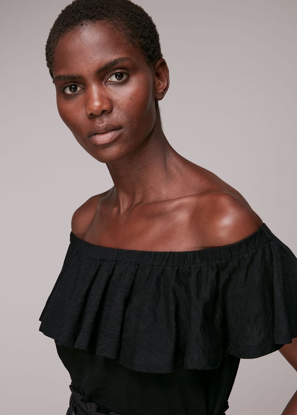 Black fitted bardot top shop