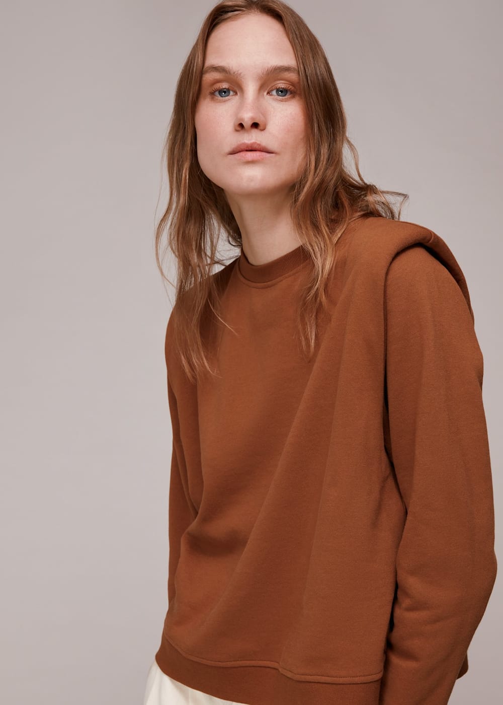 Brown Shoulder Padded Sweat WHISTLES Whistles UK