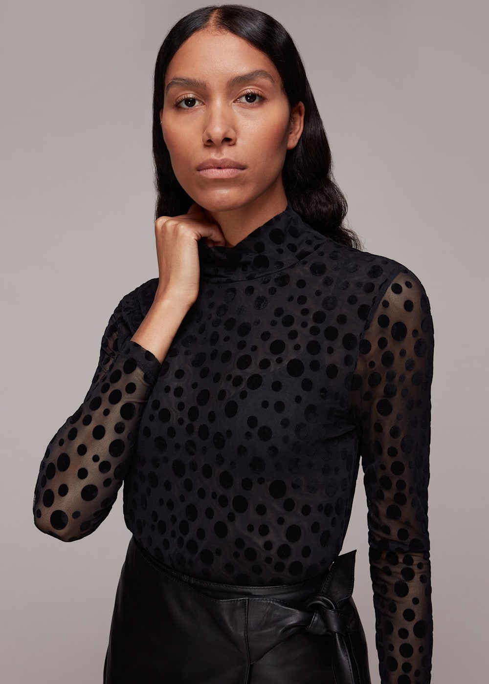 Spotty mesh top new arrivals