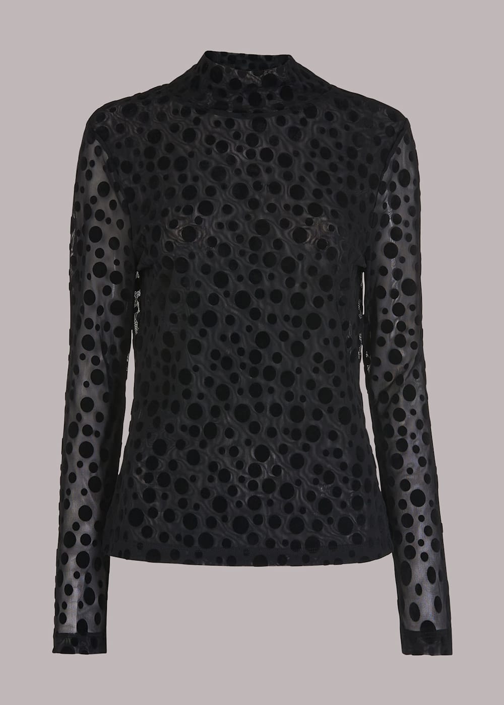 Black Mesh Mixed Spot Top WHISTLES Whistles UK