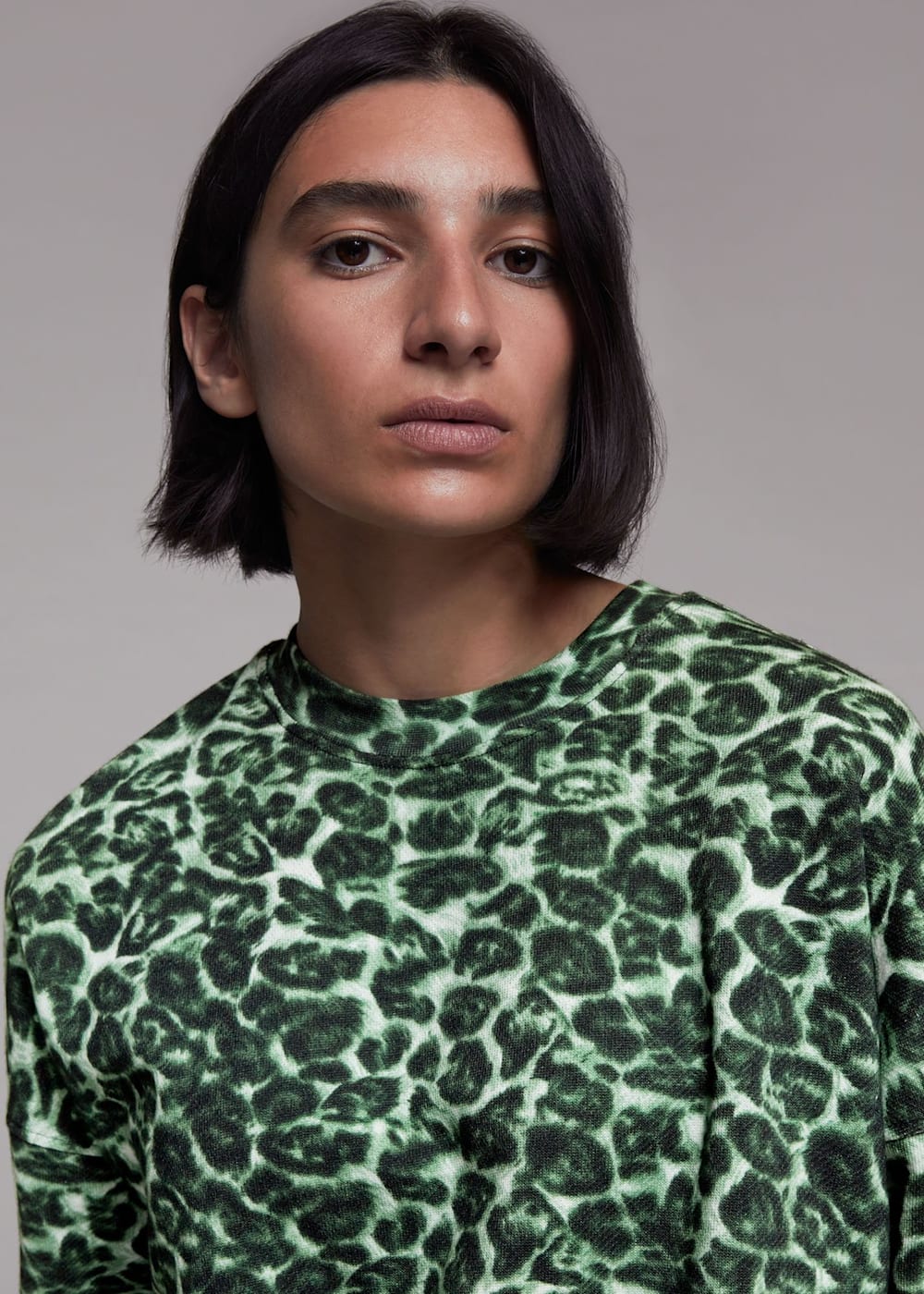 Green Clouded Leopard Sweatshirt WHISTLES Whistles UK