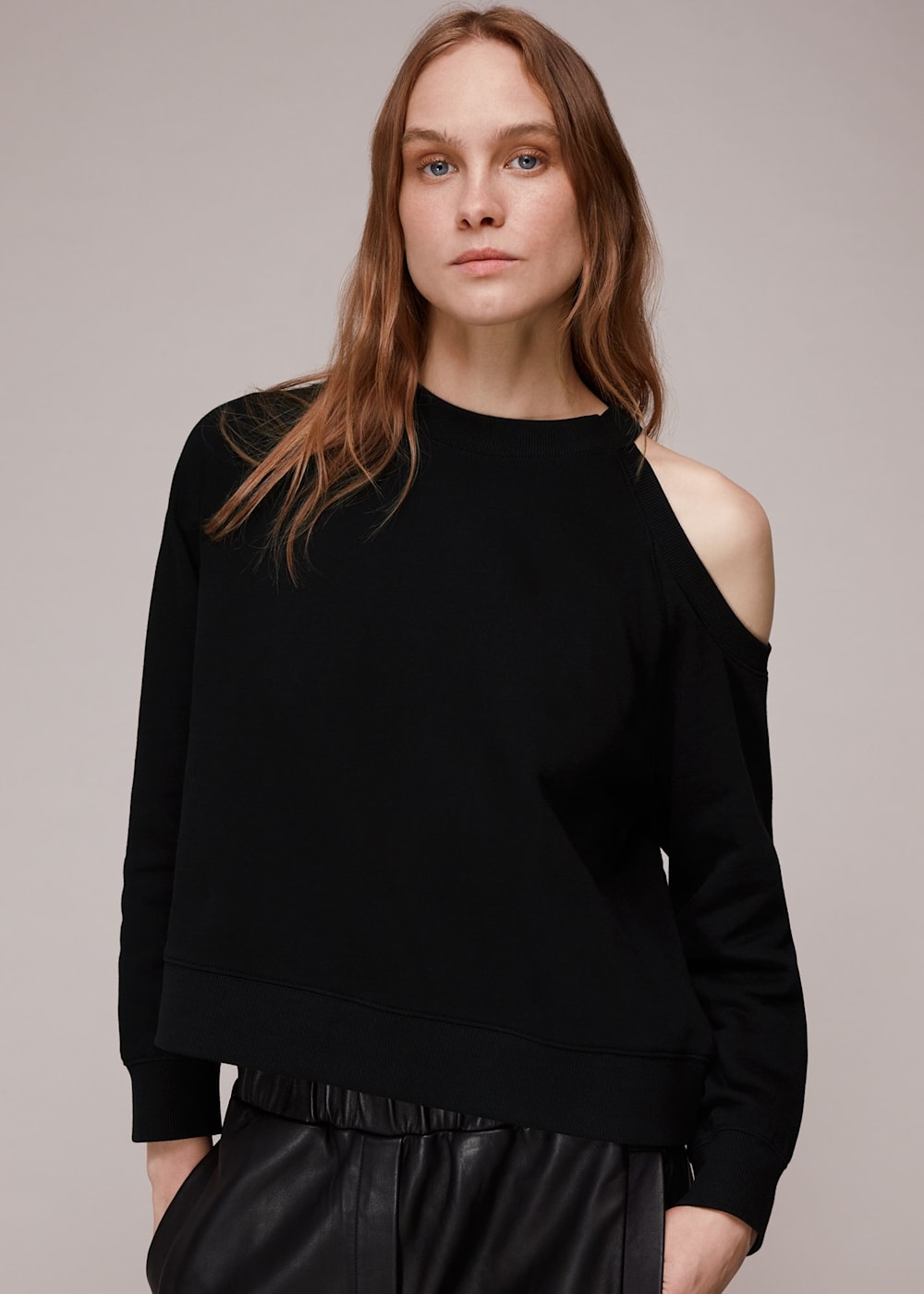Cut out shoulder sweatshirt store