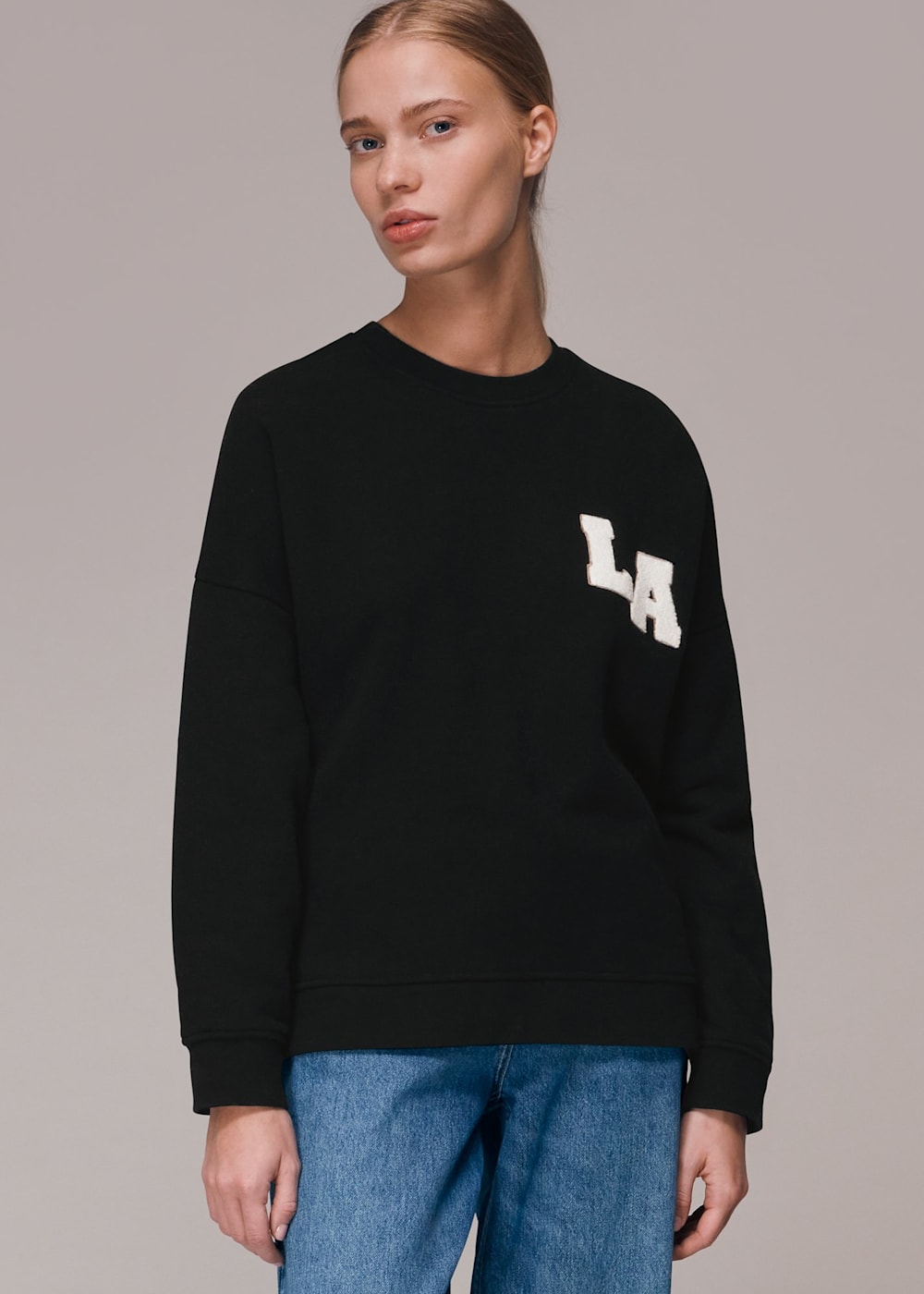Black La Logo Sweatshirt WHISTLES Whistles UK