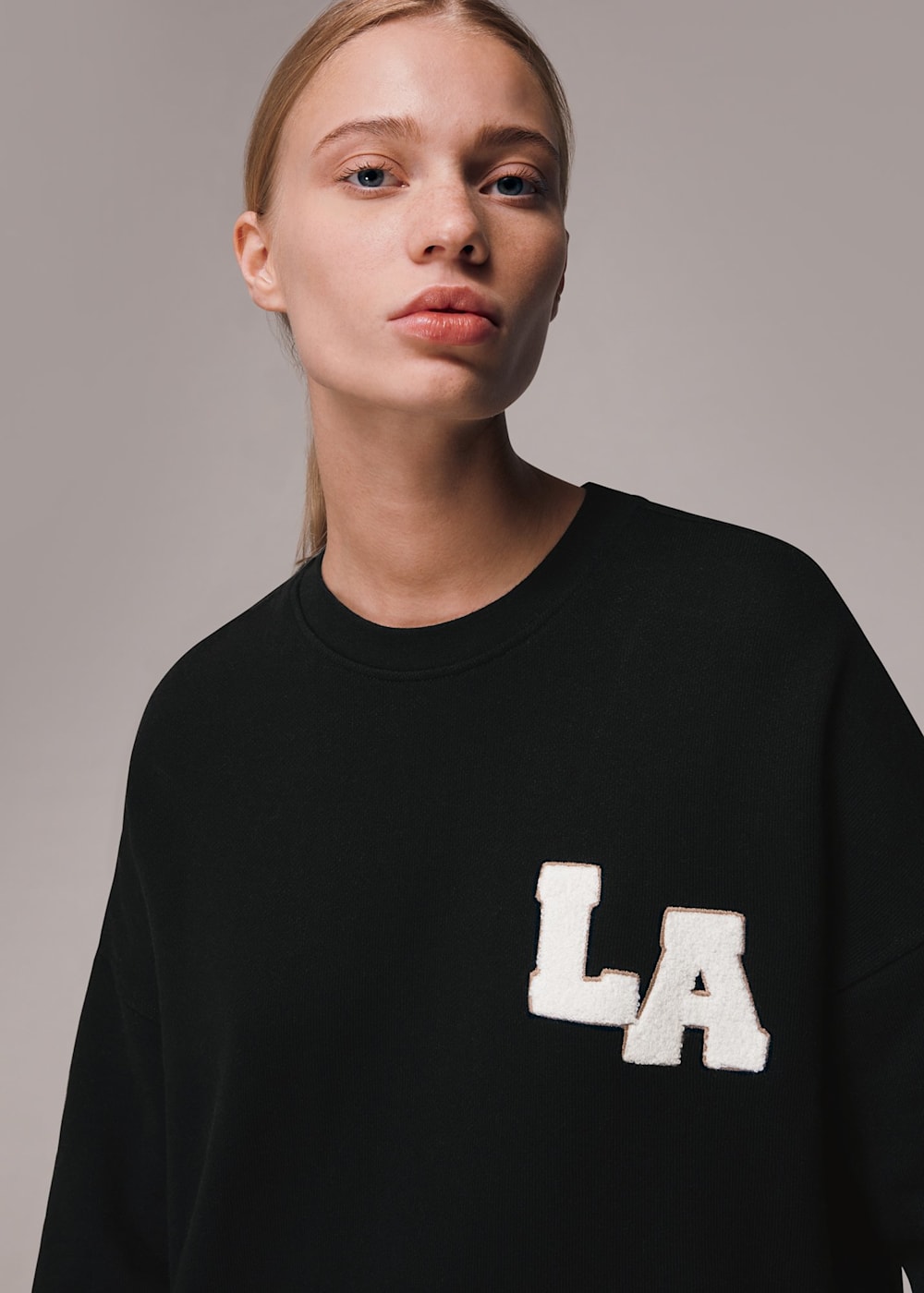 Black La Logo Sweatshirt WHISTLES Whistles UK
