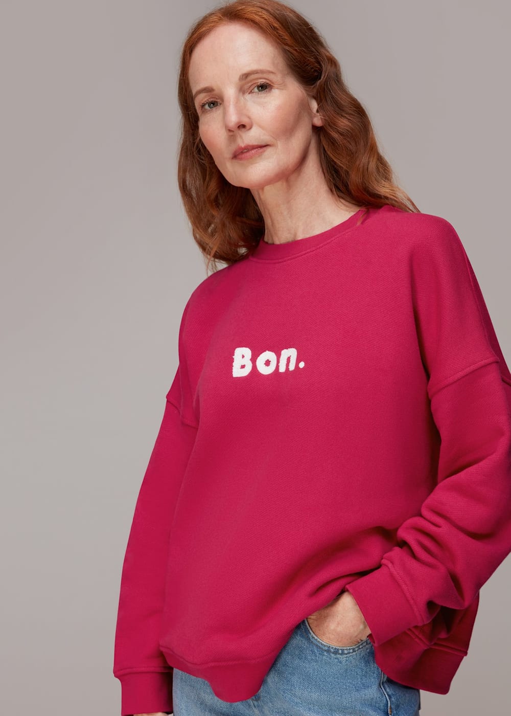 Pink Bon. Relaxed Logo Sweatshirt WHISTLES Whistles UK