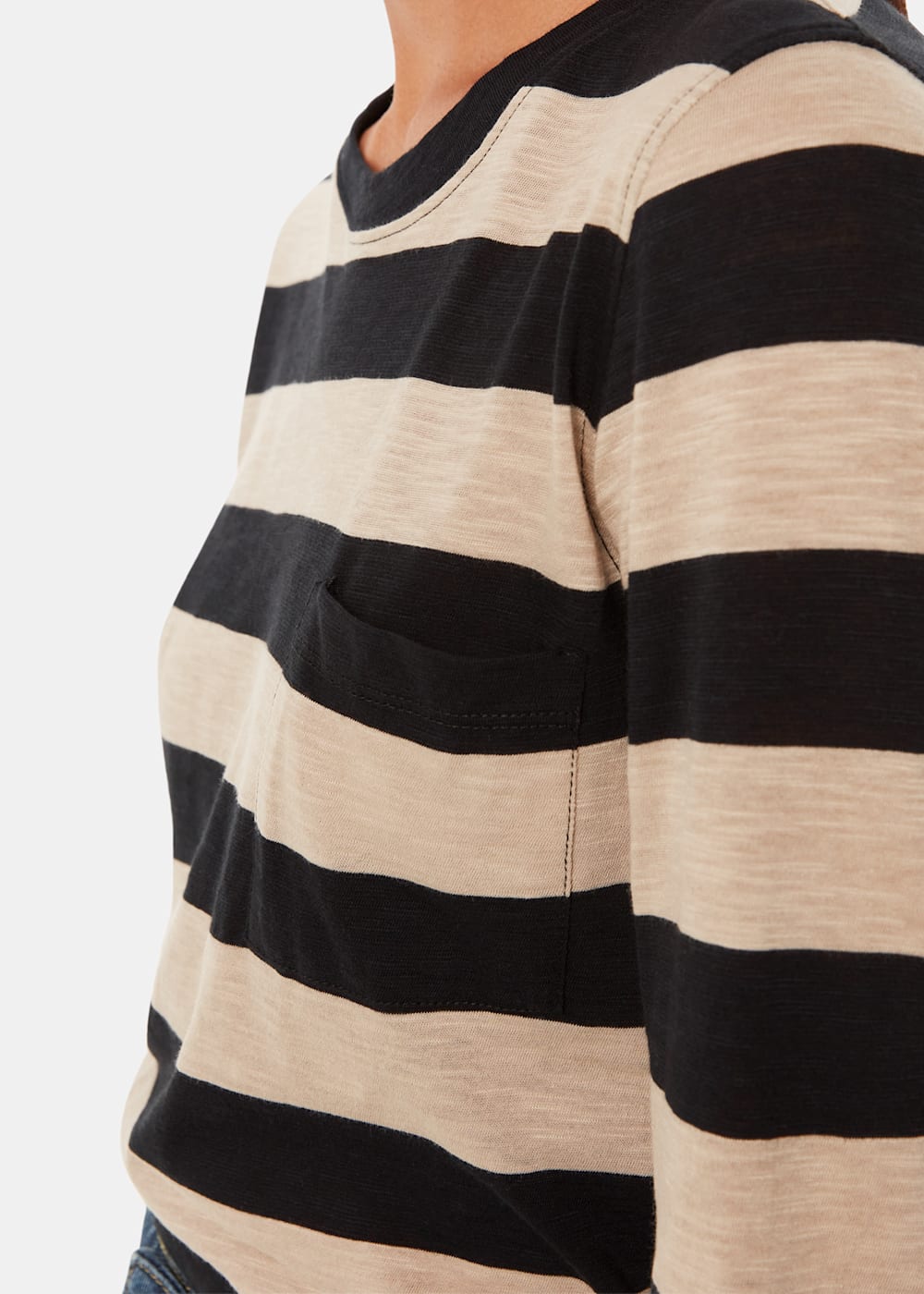 Whistles Stripe Crew Neck Pocket Top Whistles Stripe Crew Neck Pocket Top