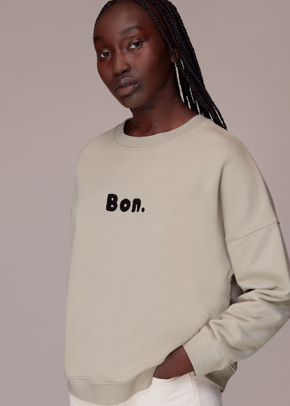 Beige Bon Relaxed Sweat WHISTLES Whistles UK