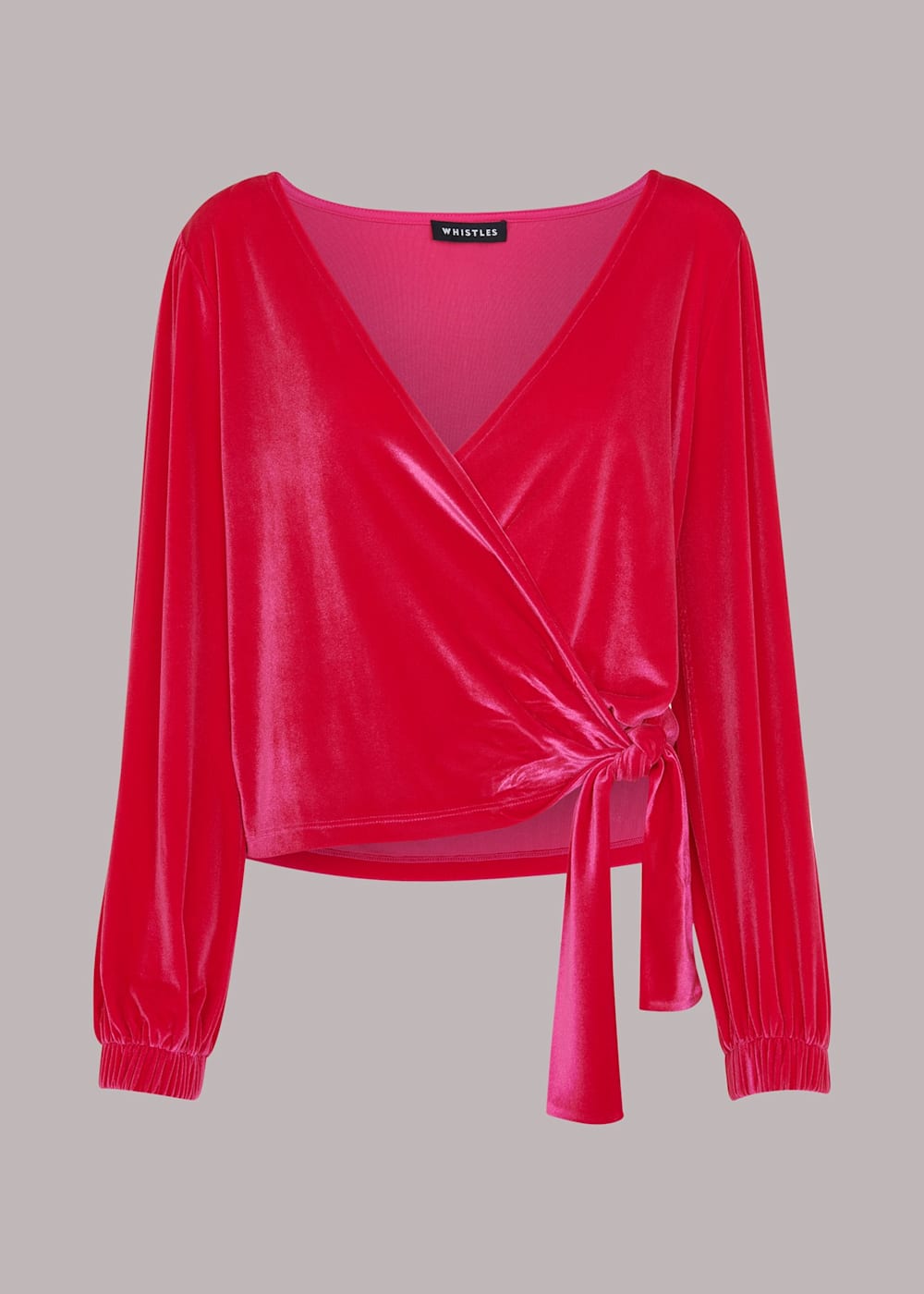 Pink satin wrap top cheap