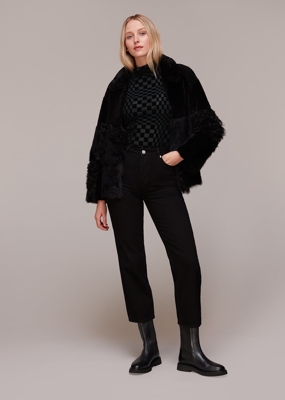 Black Illusion Checked Mesh Top | WHISTLES | Whistles UK | Black Illusion Checked Mesh Top | WHISTLES | Whistles UK |