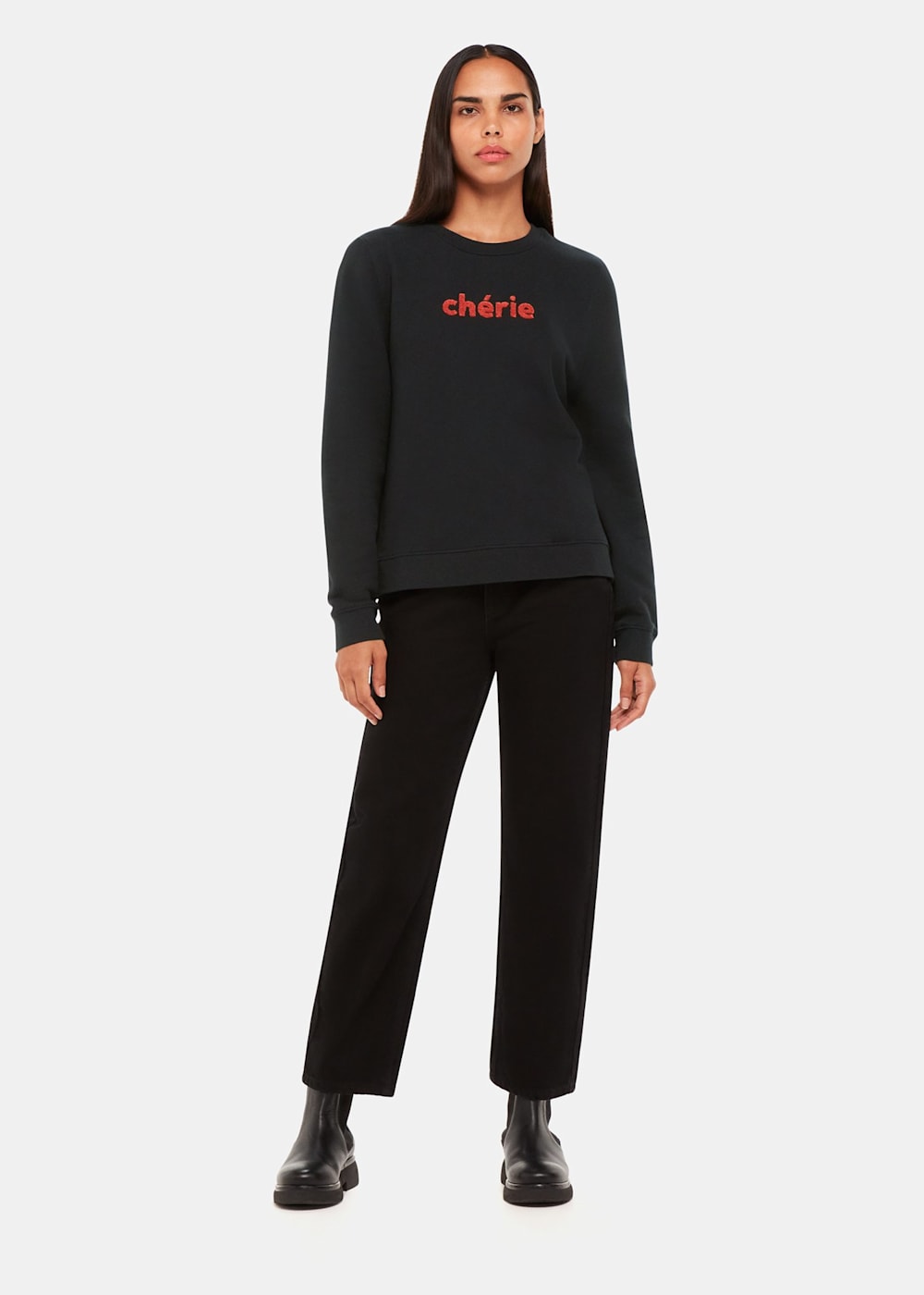 Black Cherie Logo Sweatshirt WHISTLES Whistles UK
