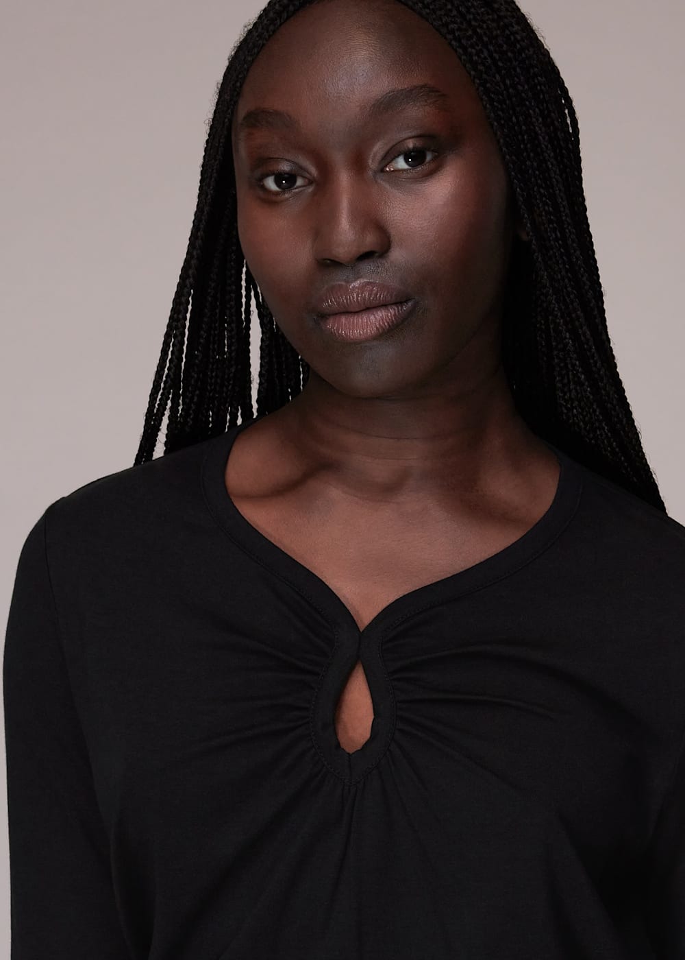 Black long sleeve keyhole top new arrivals