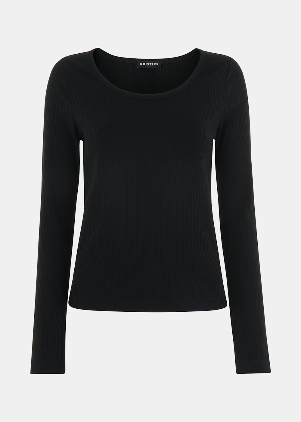 Black Ribbed Scoop Neck Top | WHISTLES | Whistles UK |