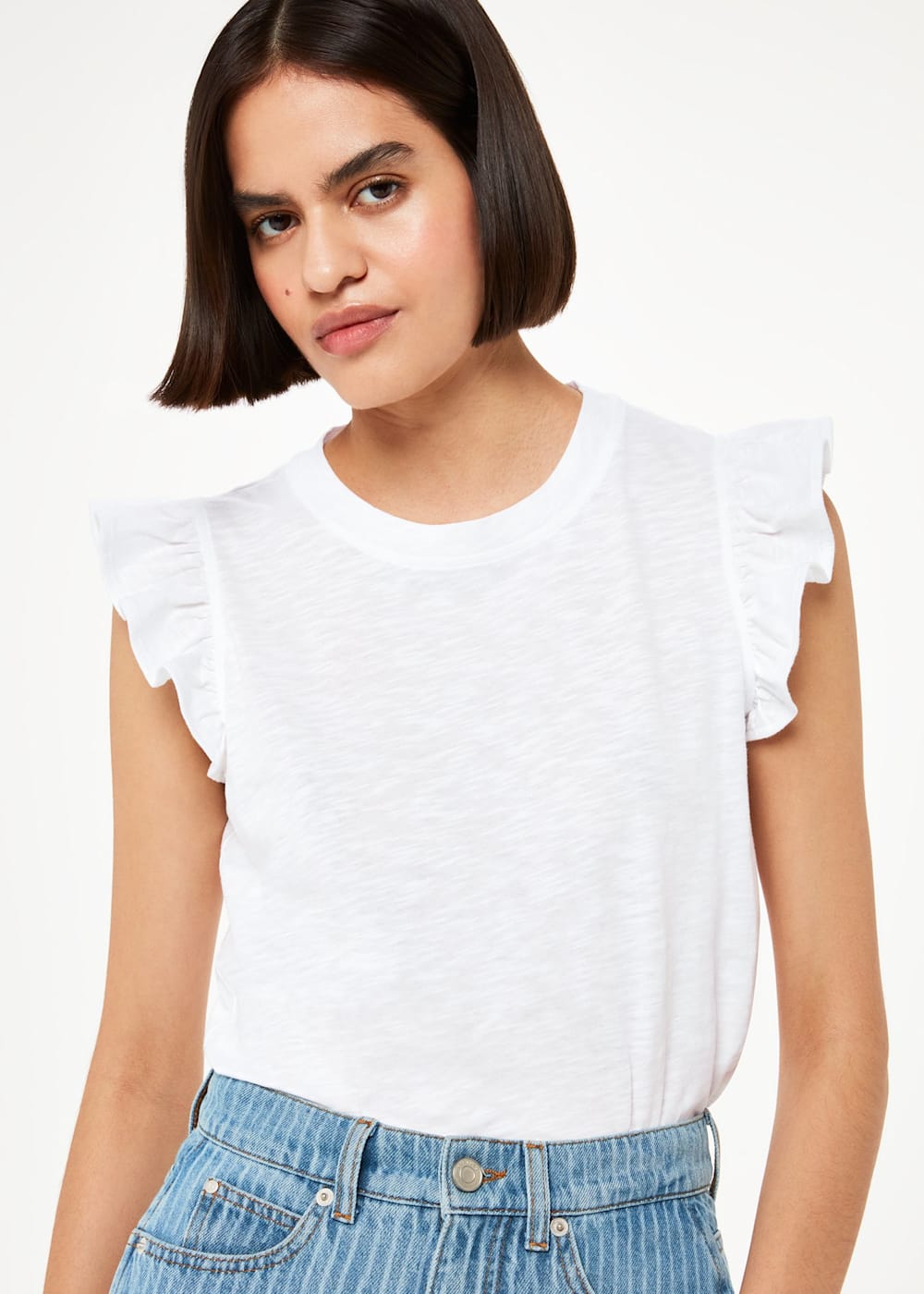 Frill cap sleeve top hotsell