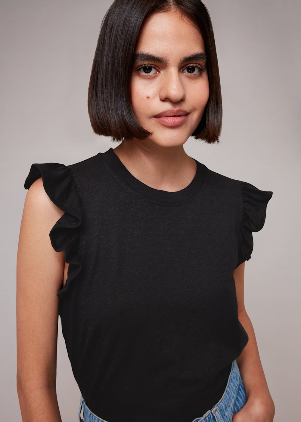 Frill cap sleeve top store