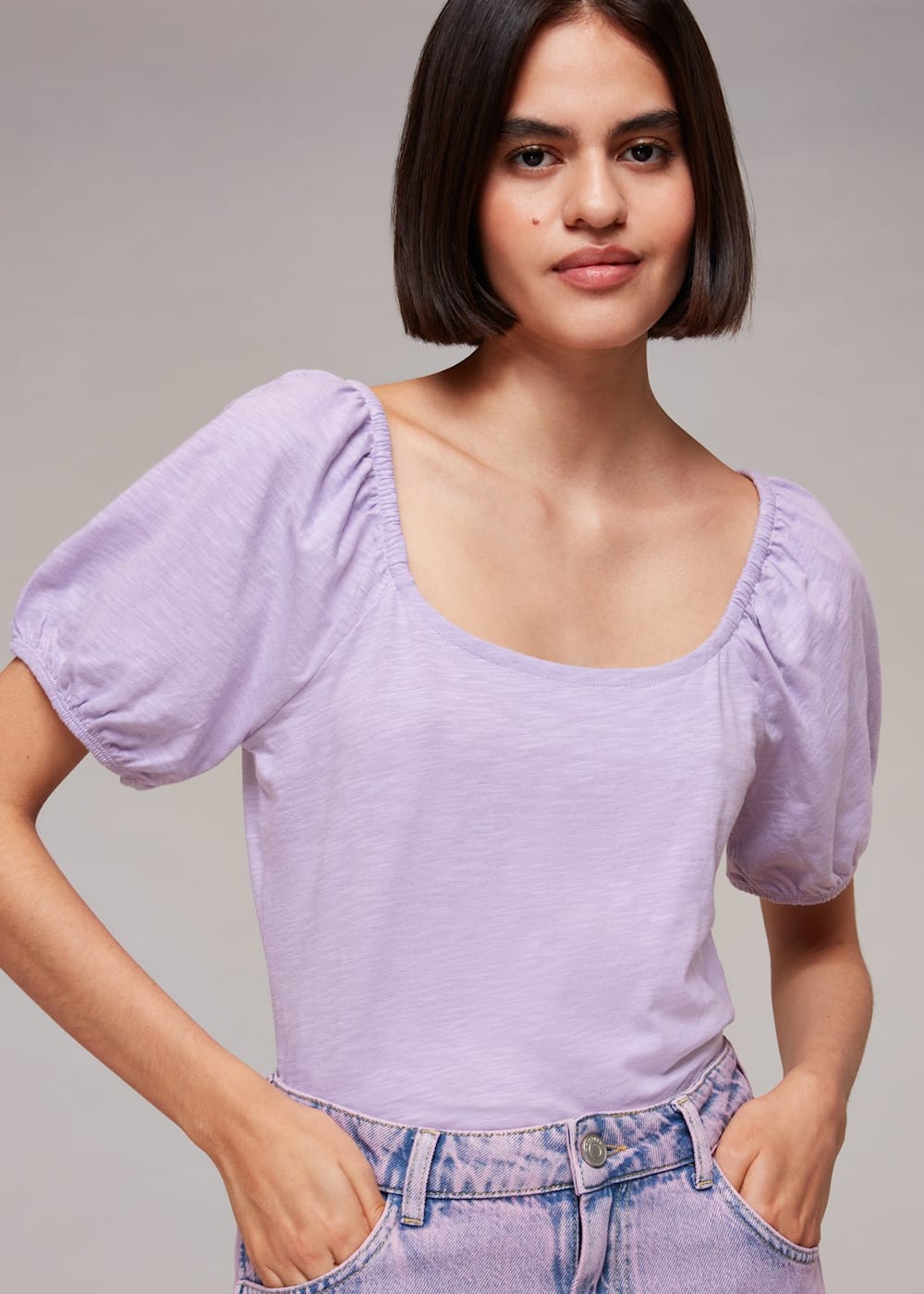 Lilac Square Neck Puff Sleeve Top | WHISTLES | Whistles US | Lilac Square Neck Puff Sleeve Top | WHISTLES | Whistles US |