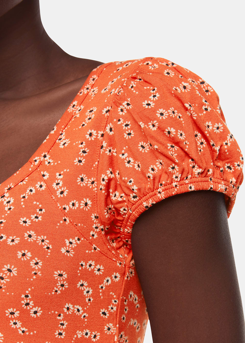 Red/Multi Micro Floral Sweetheart Top | WHISTLES | Whistles US |