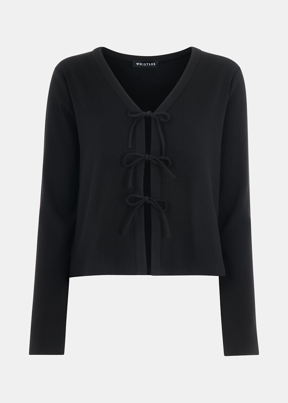 格安 | Cardigan Ribbed Front Tie Black WHISTLES | US Whistles | トップス