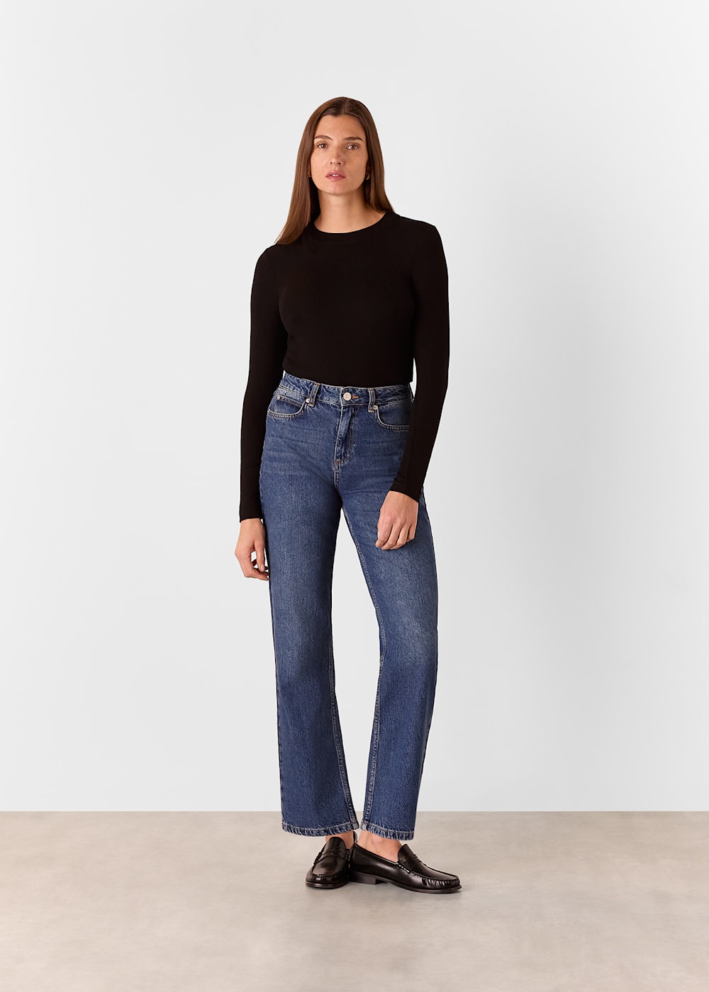 Whistles Essential Ribbed Crew Brown Whistles Essential Ribbed Crew Brown