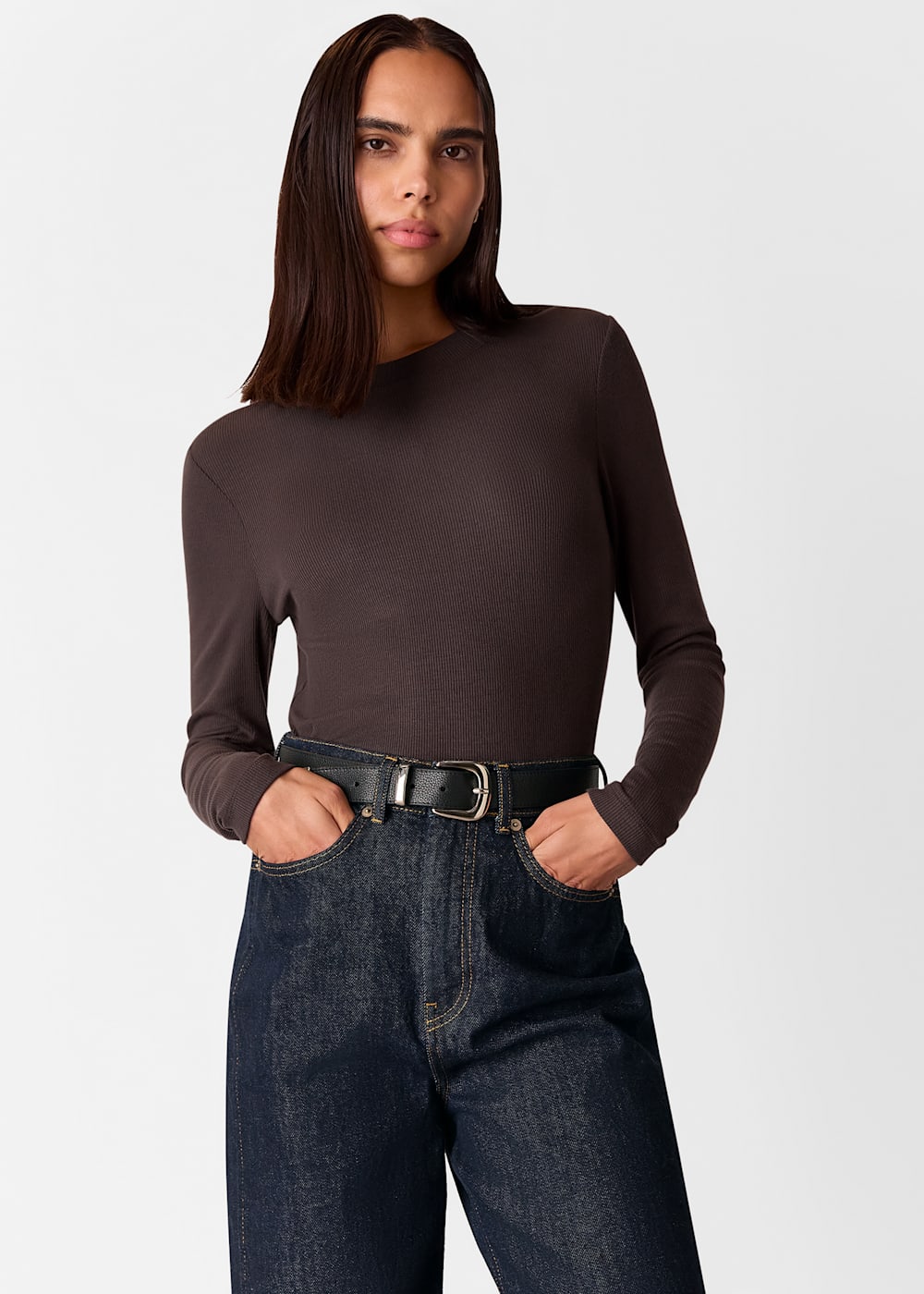 Ribbed crew best sale