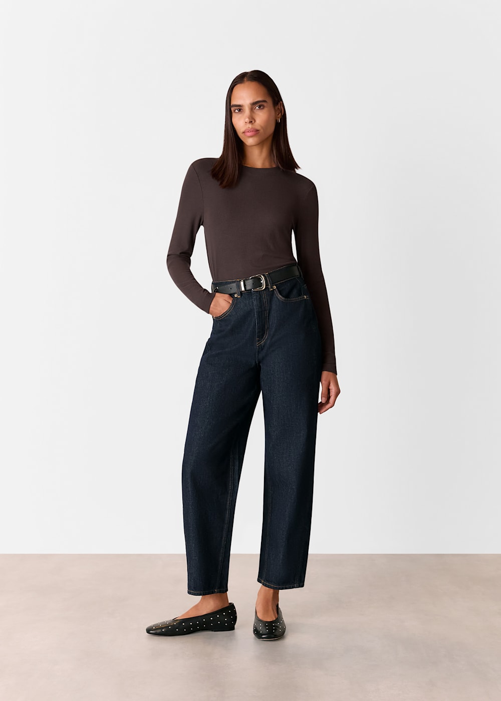 Whistles Essential Ribbed Crew Brown Whistles Essential Ribbed Crew Brown