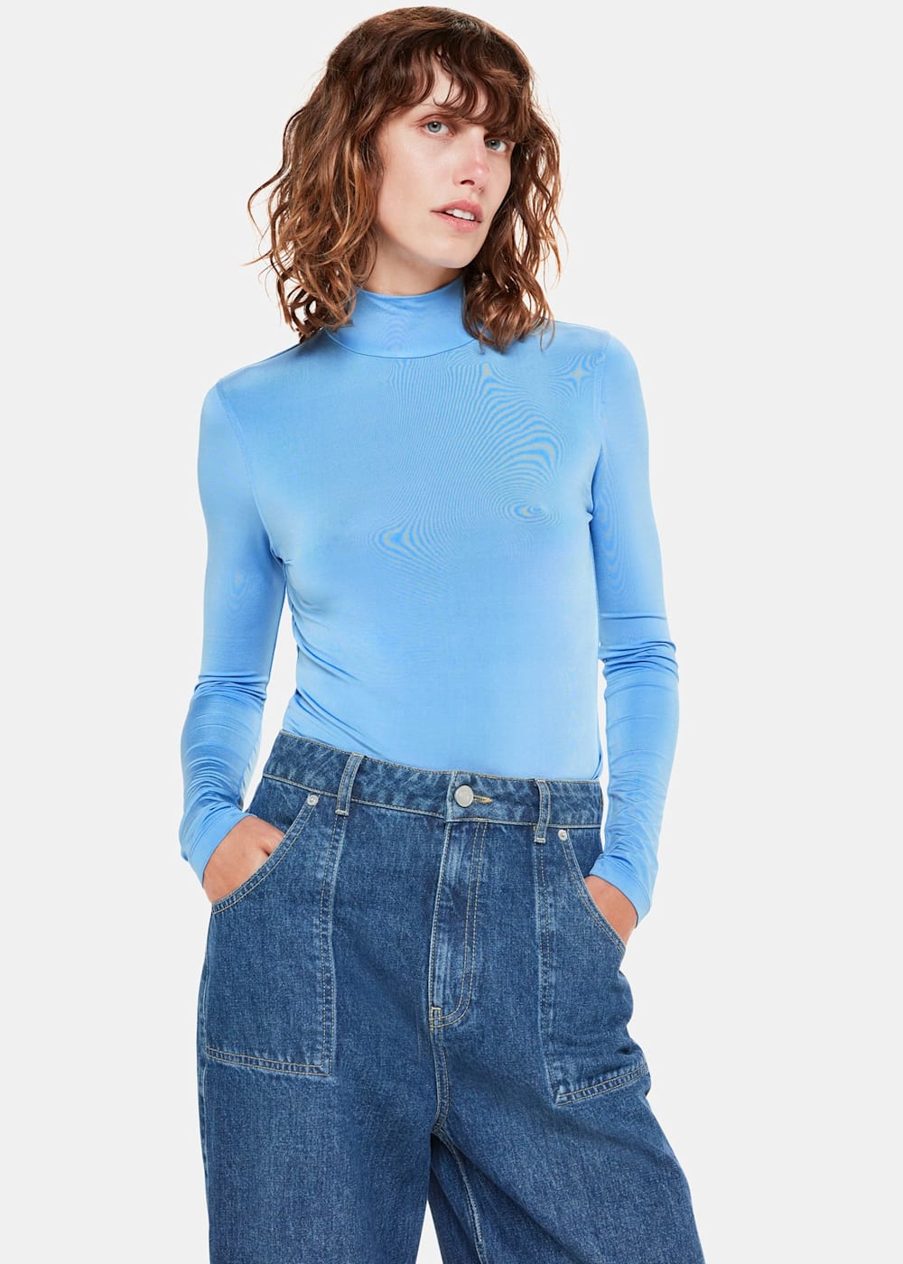 Light blue high neck top outlet