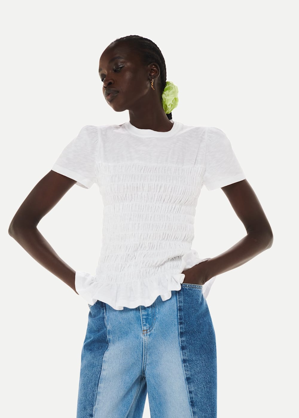 White Ruched T Shirt WHISTLES Whistles UK