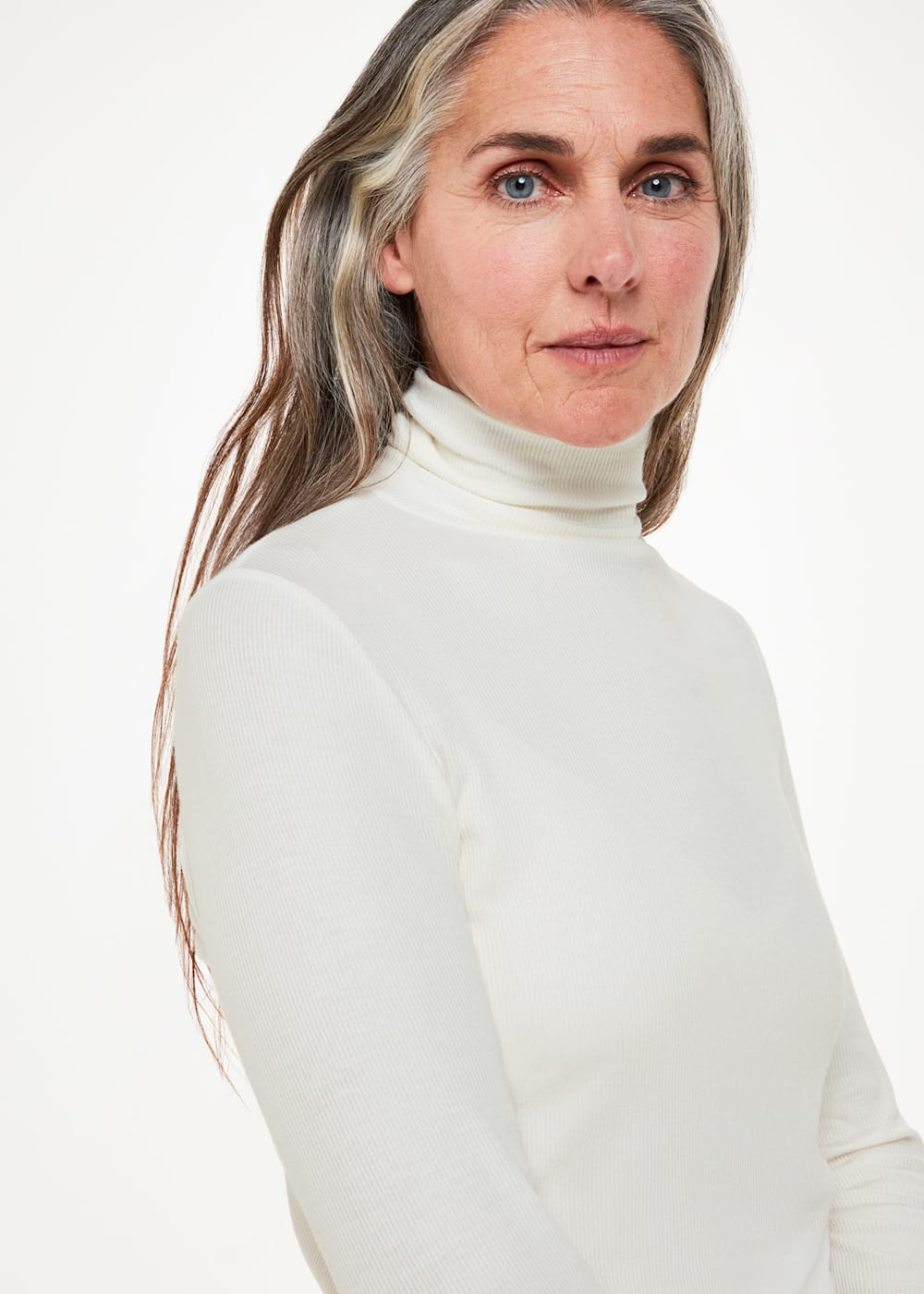 White ribbed polo neck hotsell