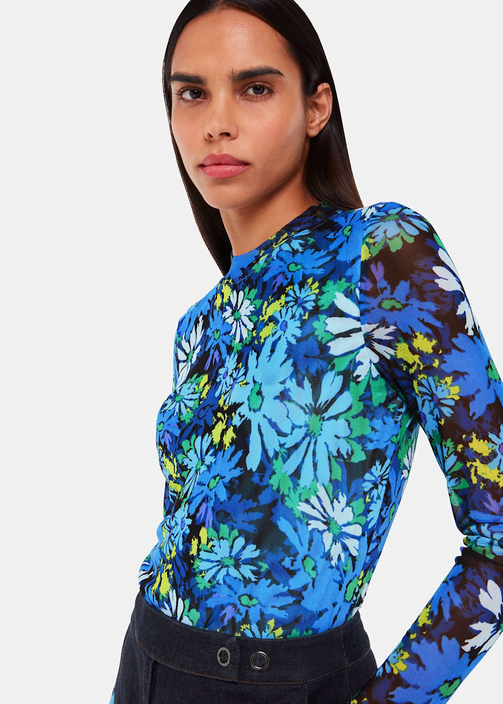 Oversized floral mesh top cheap