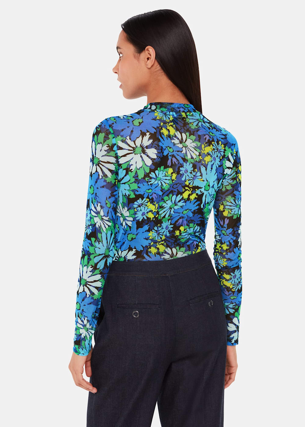 Oversized floral mesh top outlet