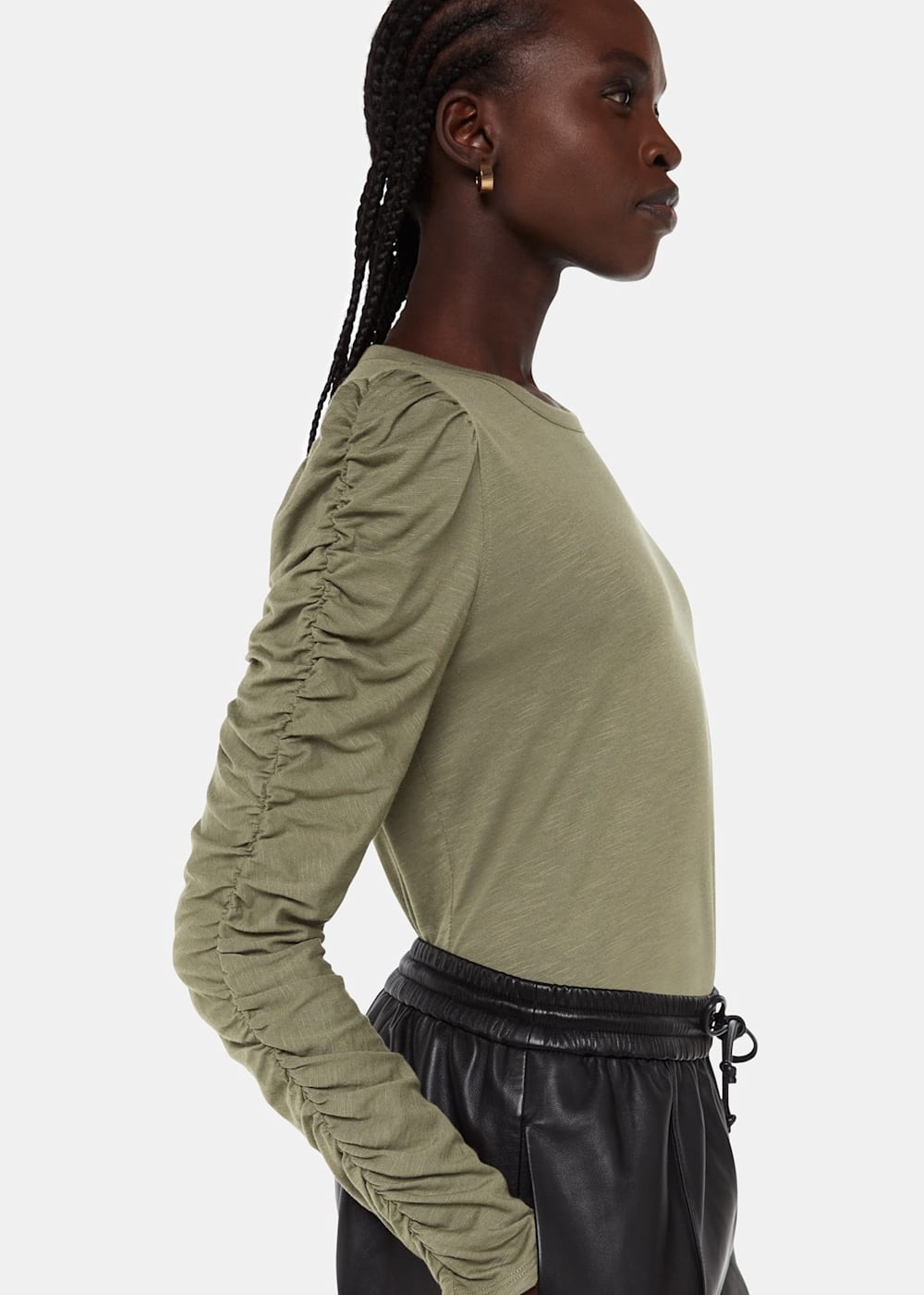 Ruched shoulder top online