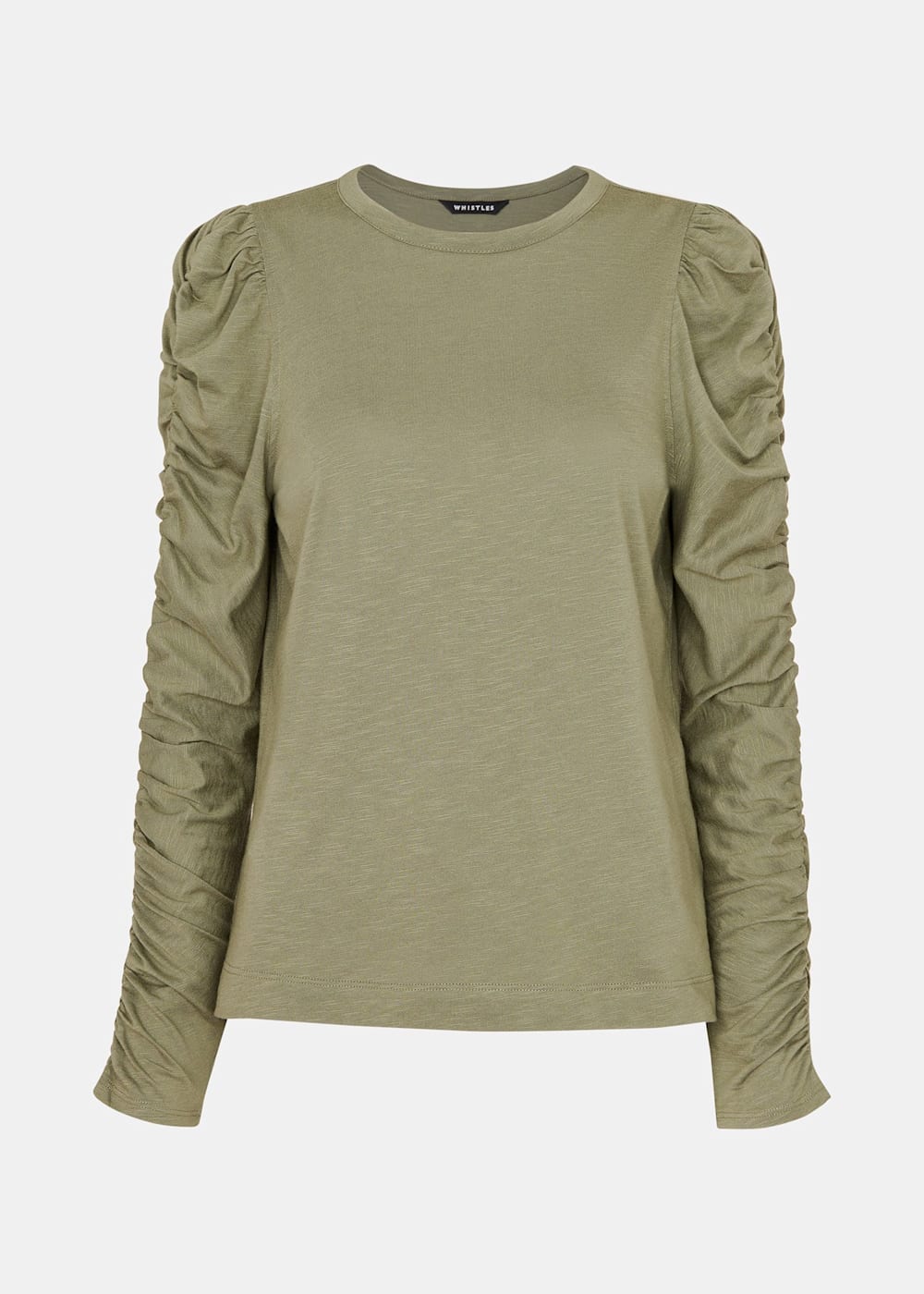 【逸品】 Khaki Ruched Sleeve Top | WHISTLES | Whistles US | トップス