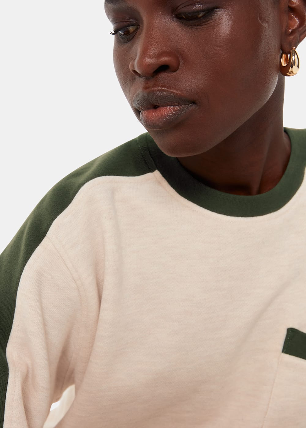 Khaki Multi Colourblock Sweat WHISTLES Whistles ROW