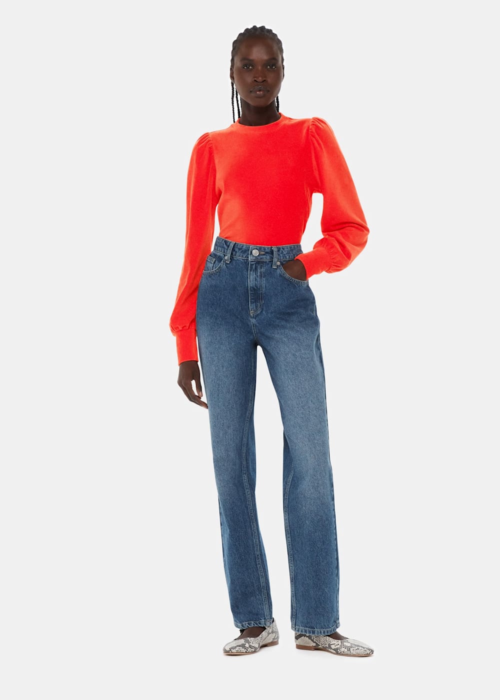 Red puff sleeve crop top sales