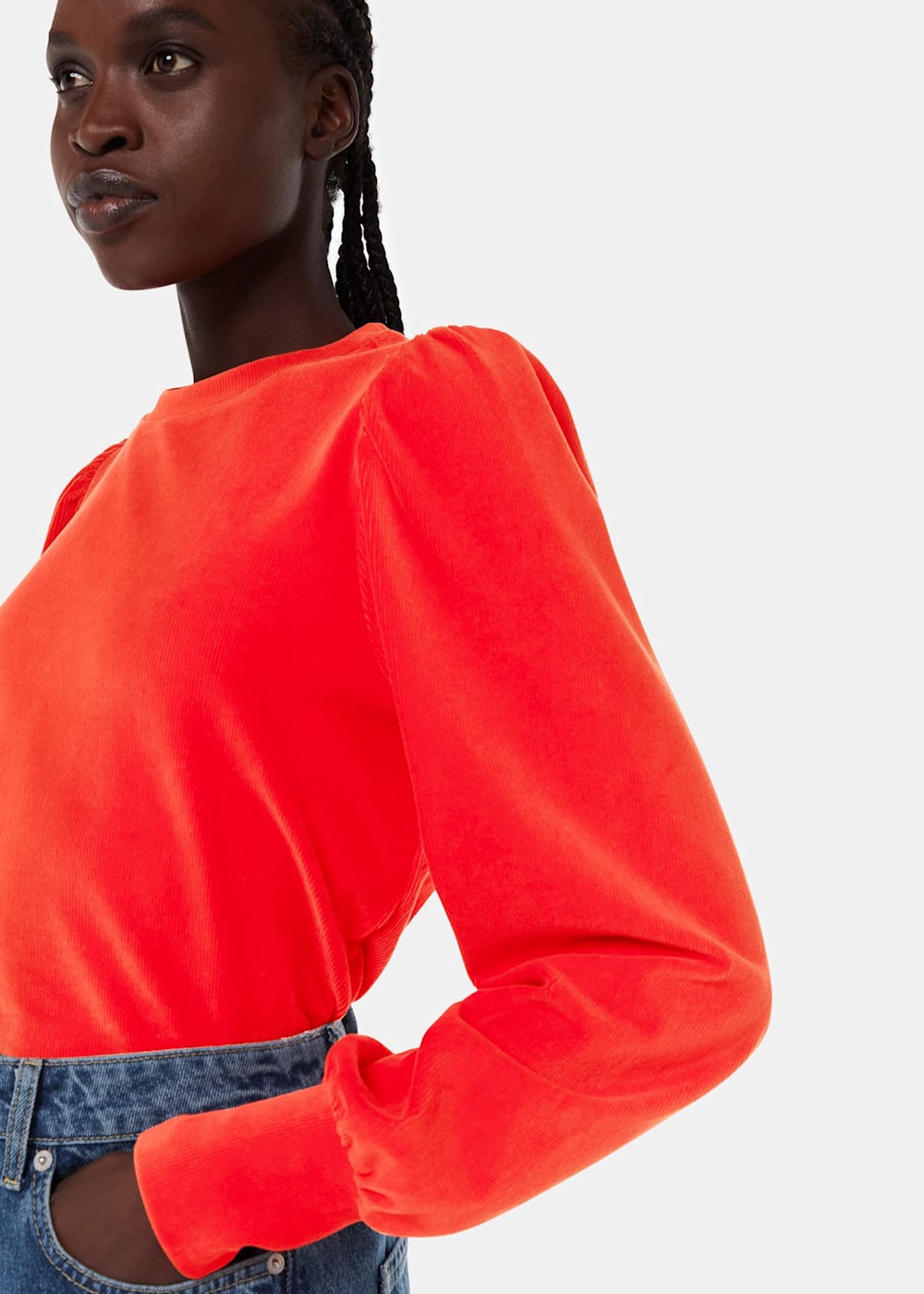 Red puff shoulder top shop