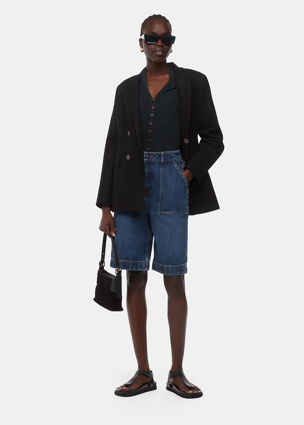 Black frill sleeve blazer on sale