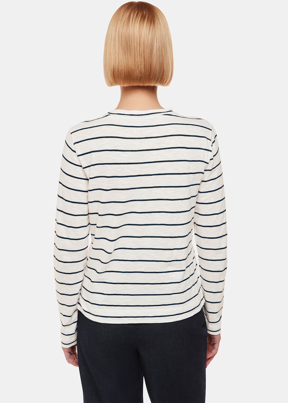 Whistles Navy Stripe Crew Neck Pocket Top Whistles Navy Stripe Crew Neck Pocket Top