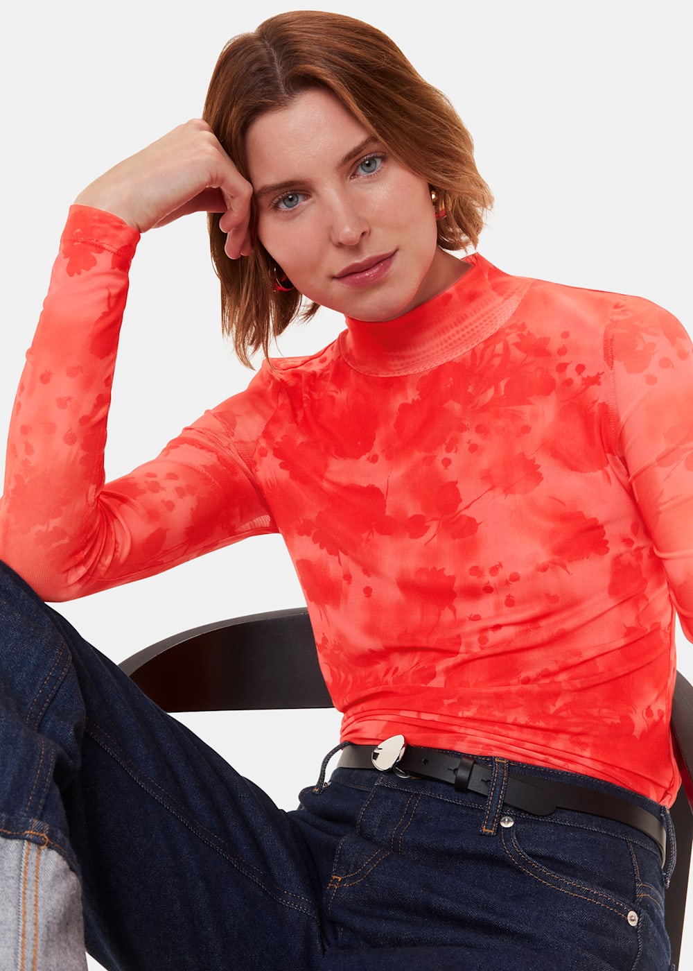 Red/Multi Blurred Blooms Mesh Top | WHISTLES | Whistles US | Red/Multi Blurred Blooms Mesh Top | WHISTLES | Whistles US |