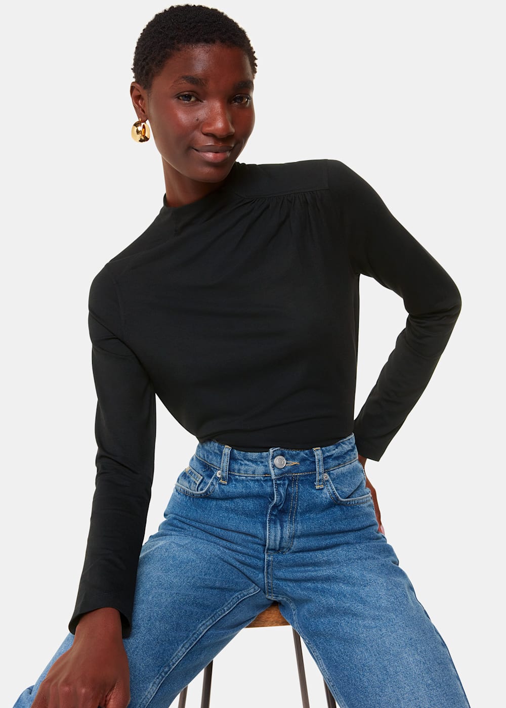 Black ruched front top clearance