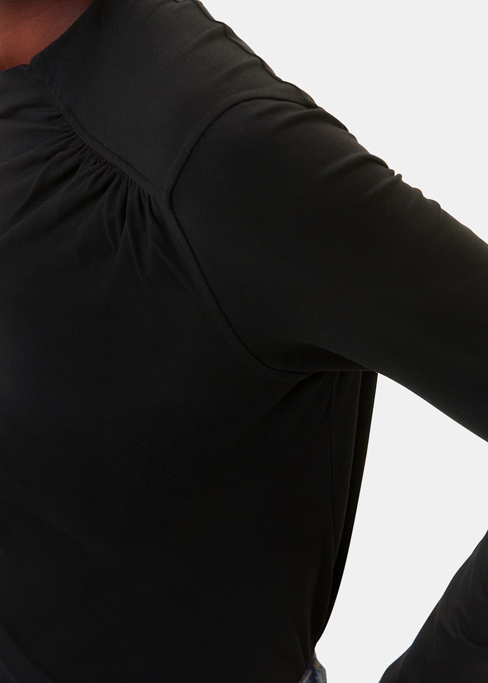 Black Ruched Front Detail Jersey Top | WHISTLES | Whistles US |