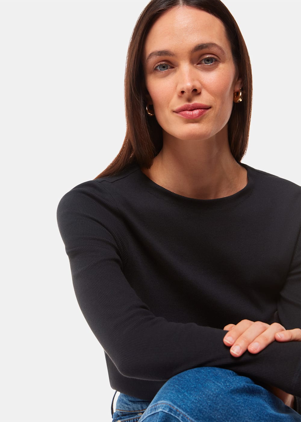 Black High Neck Long Sleeve Rib Top | WHISTLES | Whistles US | Black High Neck Long Sleeve Rib Top | WHISTLES | Whistles US |