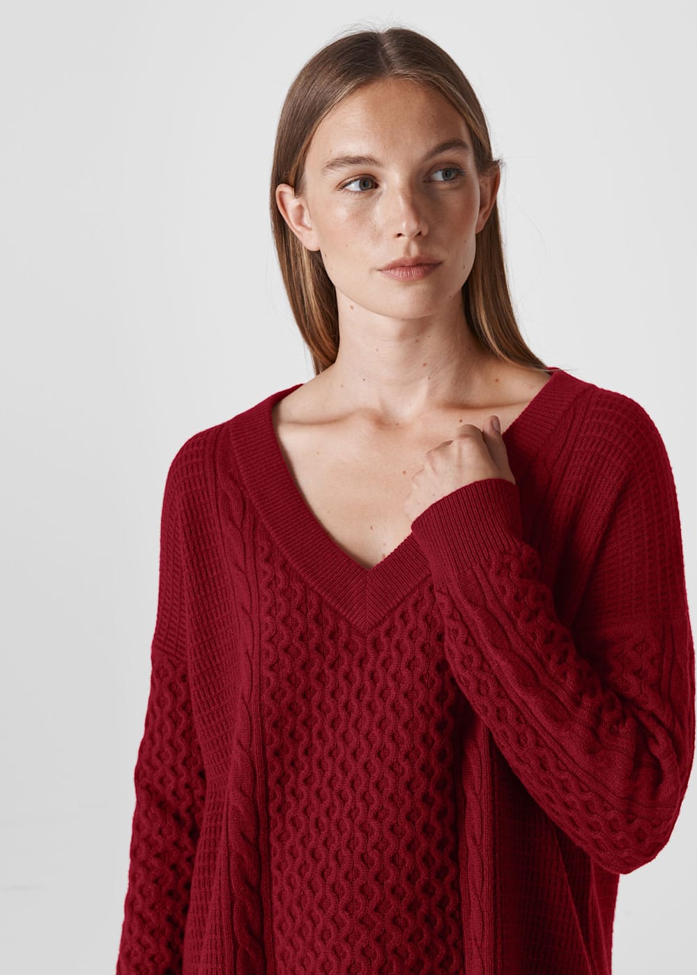 V neck sweater red on sale