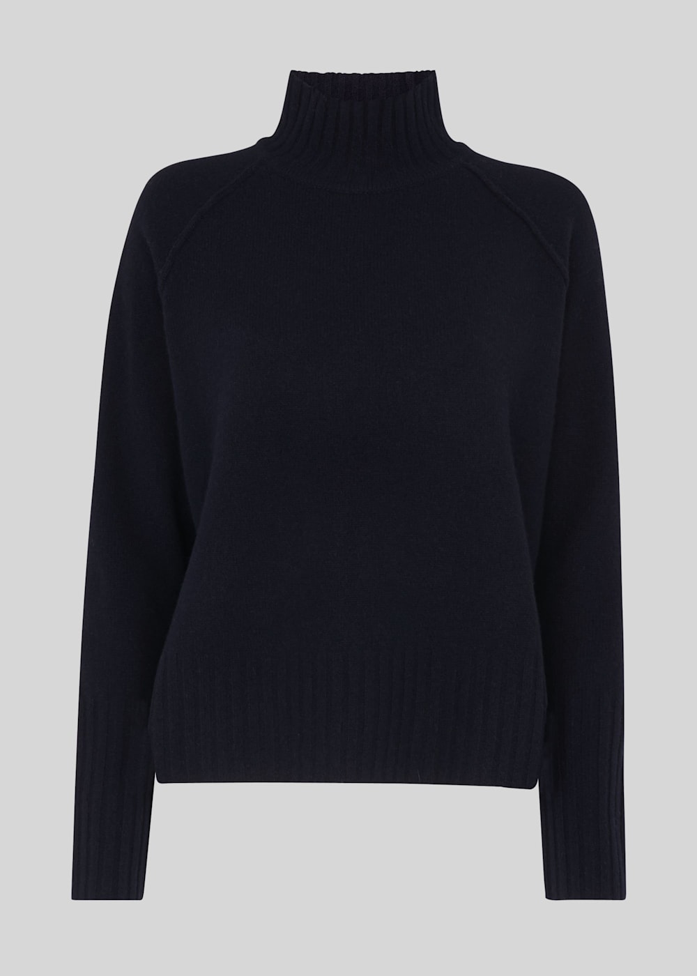 Navy Funnel Neck Wool Knit WHISTLES Whistles ROW