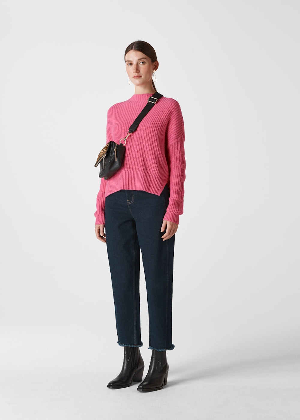 Pink Ribbed Oversized Sweater WHISTLES Whistles UK